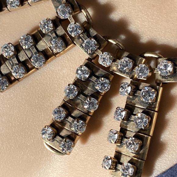 J CREW - necklace: gold tone w asymmetrical chunks & rhinestones throughout - Picture 13 of 16